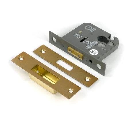 From The Anvil - Satin Brass 3" Euro Profile Dead Lock | Sku. 51459 | Trade Door Handles.