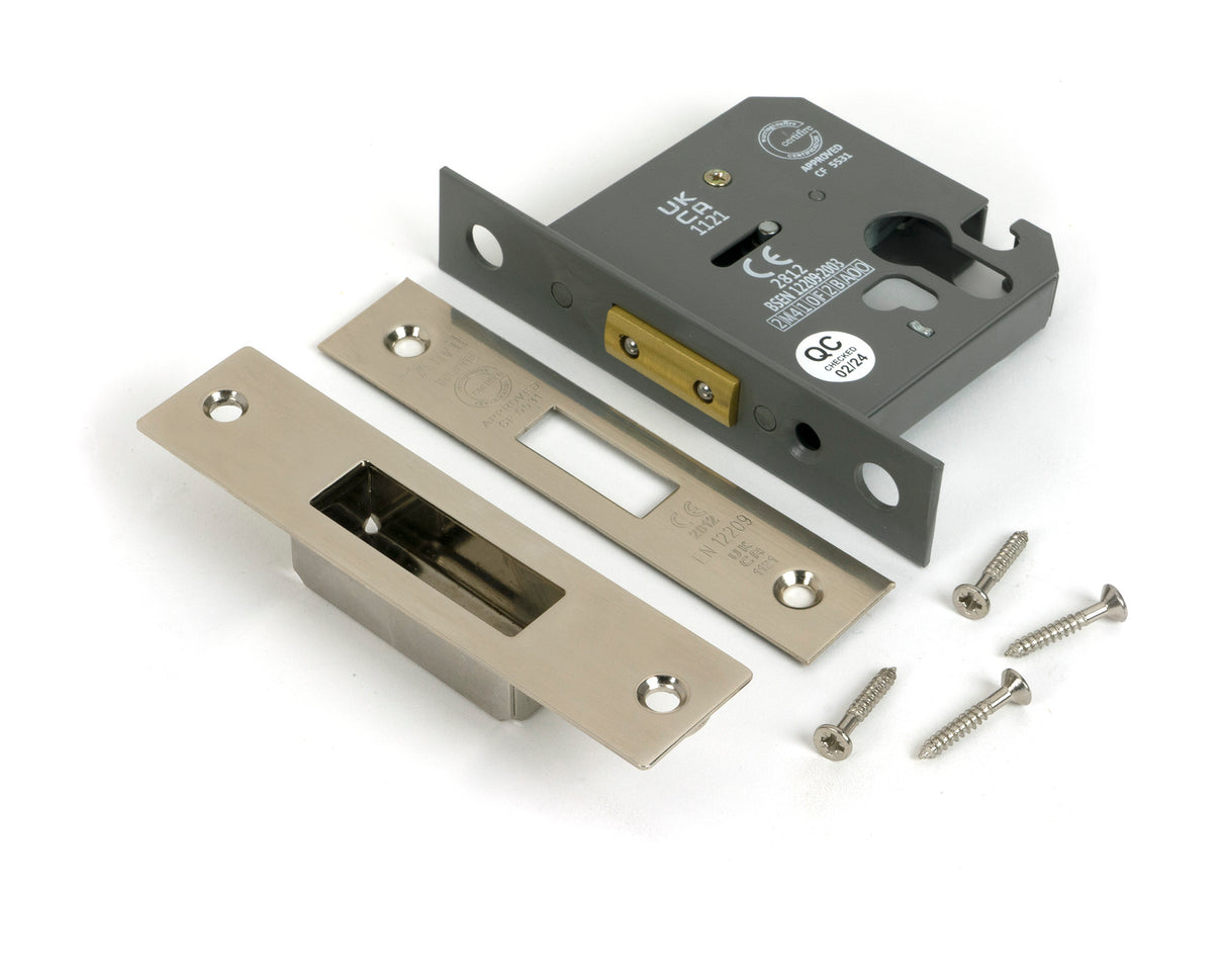 From The Anvil - Polished Nickel 3" Euro Profile Dead Lock | Sku. 51460 | Trade Door Handles.