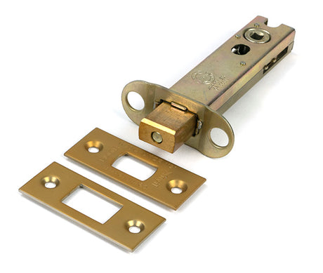 This is an image of From The Anvil - Satin Brass 4" Heavy Duty Tubular Deadbolt available to order from Trade Door Handles in Kendal.