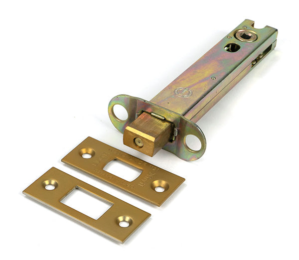 This is an image of From The Anvil - Satin Brass 5" Heavy Duty Tubular Deadbolt available to order from Trade Door Handles in Kendal.