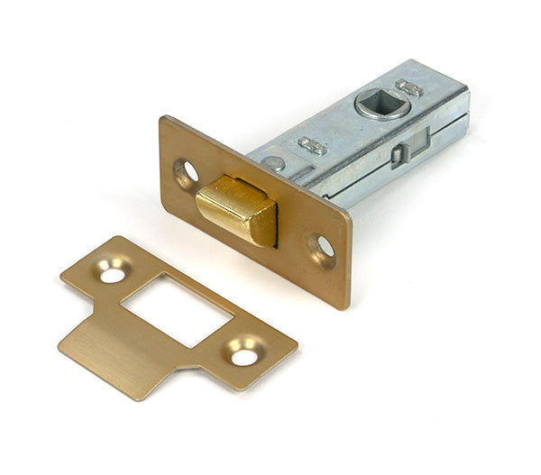 This is an image of From The Anvil - Satin Brass 2½" Tubular Mortice Latch available to order from Trade Door Handles in Kendal.