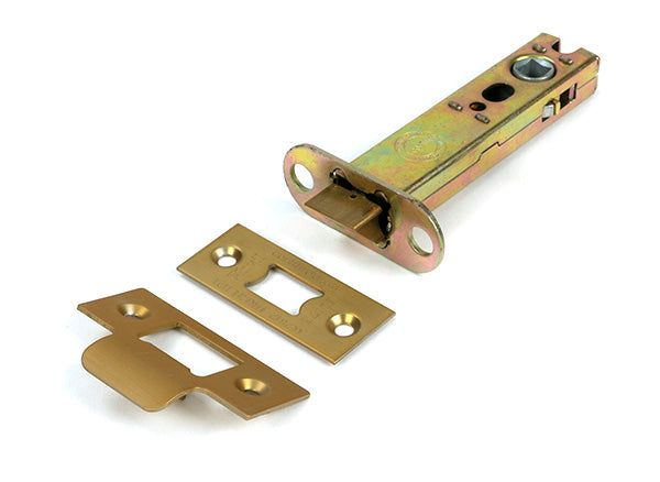 This is an image of From The Anvil - Satin Brass 4" Heavy Duty Latch available to order from Trade Door Handles in Kendal.