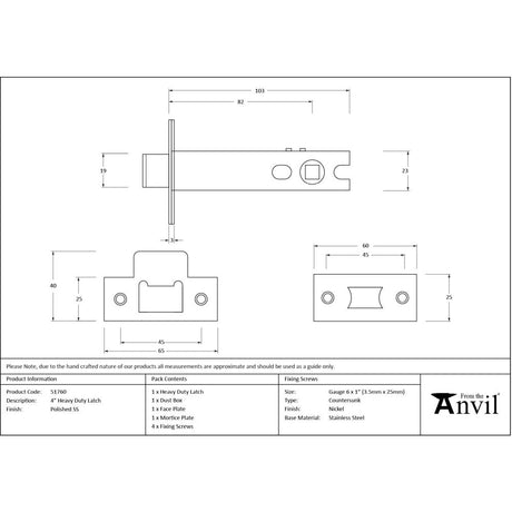 From The Anvil - Polished SS 4" Heavy Duty Latch | Sku. 51760 | Trade Door Handles.