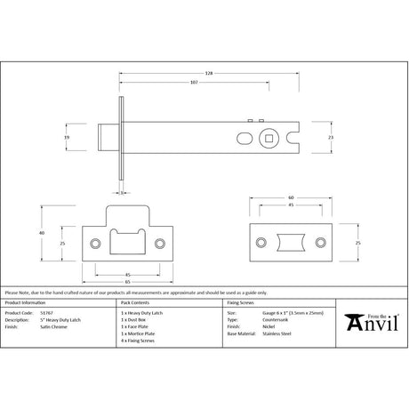 From The Anvil - Satin Chrome 5" Heavy Duty Latch | Sku. 51767 | Trade Door Handles.