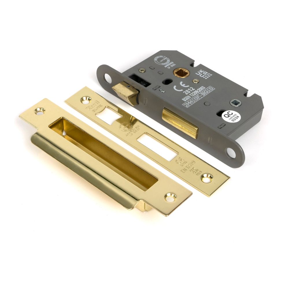 From The Anvil - Polished Brass 2.5" Heavy Duty Bathroom Mortice Lock | Sku. 51780 | Trade Door Handles.
