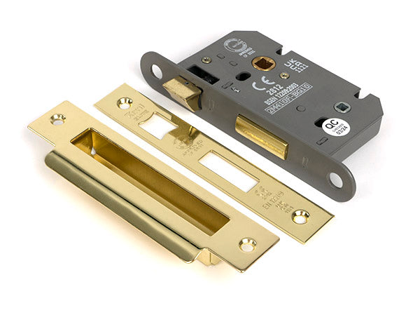 This is an image of From The Anvil - Polished Brass 2Â½" Heavy Duty Bathroom Mortice Lock available to order from Trade Door Handles in Kendal.