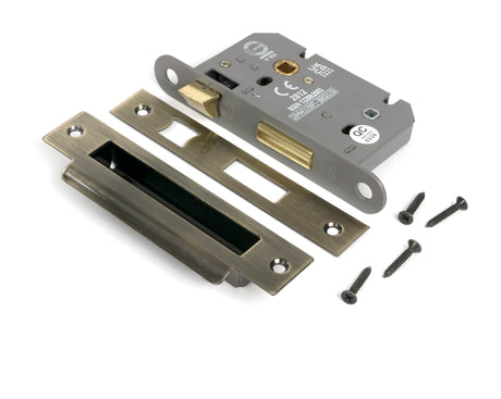 From The Anvil - Aged Brass 2.5" Heavy Duty Bathroom Mortice Lock | Sku. 51781 | Trade Door Handles.