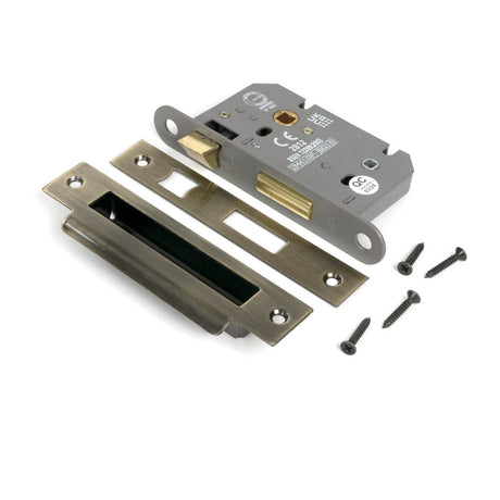 From The Anvil - Aged Brass 2.5" Heavy Duty Bathroom Mortice Lock | Sku. 51781 | Trade Door Handles.