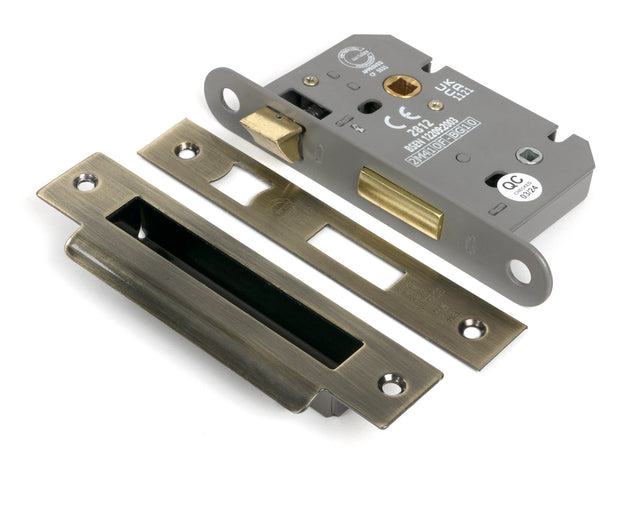 From The Anvil - Aged Brass 2.5" Heavy Duty Bathroom Mortice Lock | Sku. 51781 | Trade Door Handles.