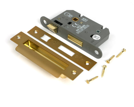 From The Anvil - Satin Brass 2.5" Heavy Duty Bathroom Mortice Lock | Sku. 51782 | Trade Door Handles.