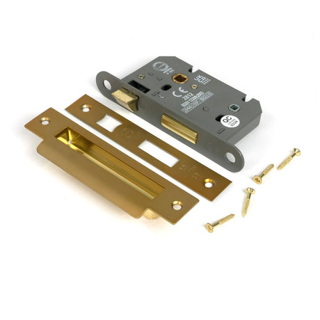 From The Anvil - Satin Brass 2.5" Heavy Duty Bathroom Mortice Lock | Sku. 51782 | Trade Door Handles.