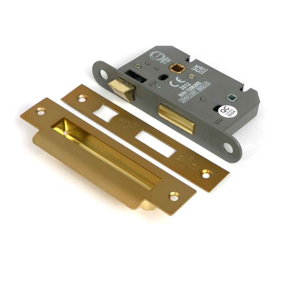 From The Anvil - Satin Brass 2.5" Heavy Duty Bathroom Mortice Lock | Sku. 51782 | Trade Door Handles.