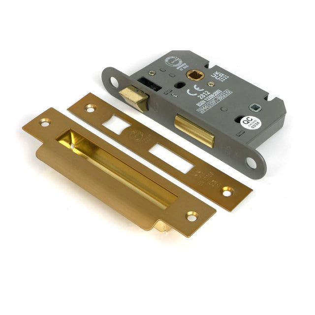 From The Anvil - Satin Brass 2.5" Heavy Duty Bathroom Mortice Lock | Sku. 51782 | Trade Door Handles.