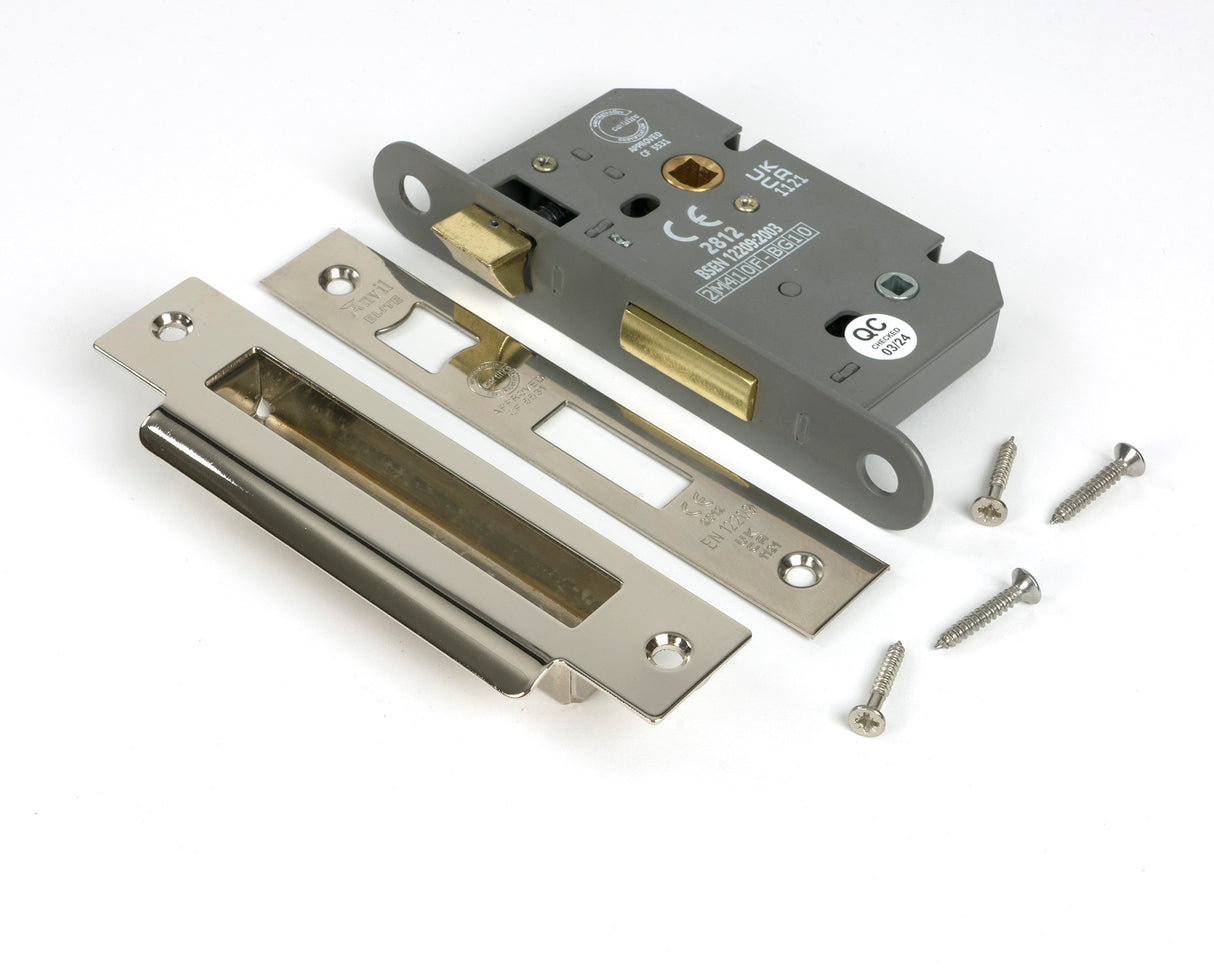 From The Anvil - Polished Nickel 2.5" Heavy Duty Bathroom Mortice Lock | Sku. 51783 | Trade Door Handles.