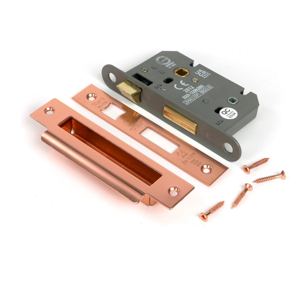 From The Anvil - Polished Bronze 2.5" Heavy Duty Bathroom Mortice Lock | Sku. 51787 | Trade Door Handles.