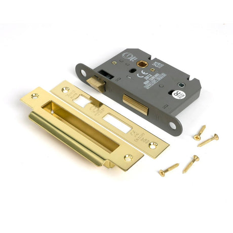 From The Anvil - Polished Brass 3" Heavy Duty Bathroom Mortice Lock | Sku. 51790 | Trade Door Handles.