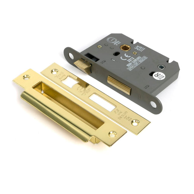From The Anvil - Polished Brass 3" Heavy Duty Bathroom Mortice Lock | Sku. 51790 | Trade Door Handles.