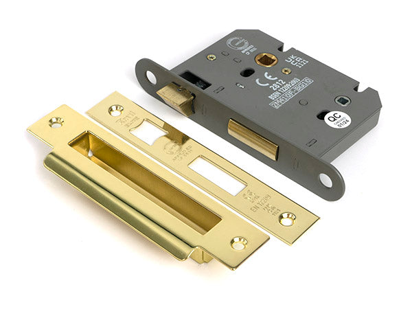 This is an image of From The Anvil - Polished Brass 3" Heavy Duty Bathroom Mortice Lock available to order from Trade Door Handles in Kendal.