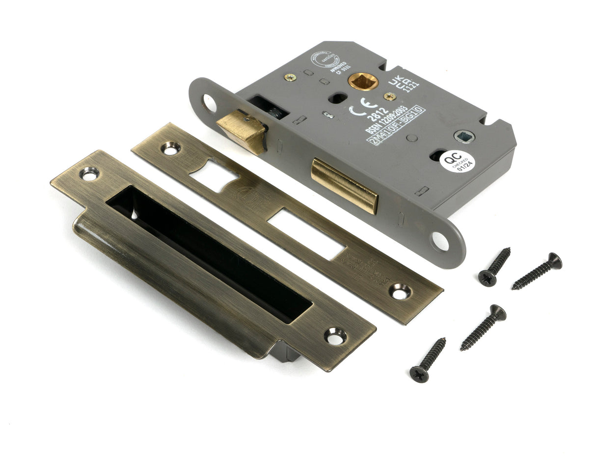 From The Anvil - Aged Brass 3" Heavy Duty Bathroom Mortice Lock | Sku. 51791 | Trade Door Handles.