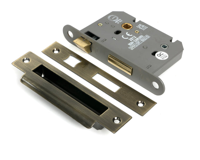 From The Anvil - Aged Brass 3" Heavy Duty Bathroom Mortice Lock | Sku. 51791 | Trade Door Handles.