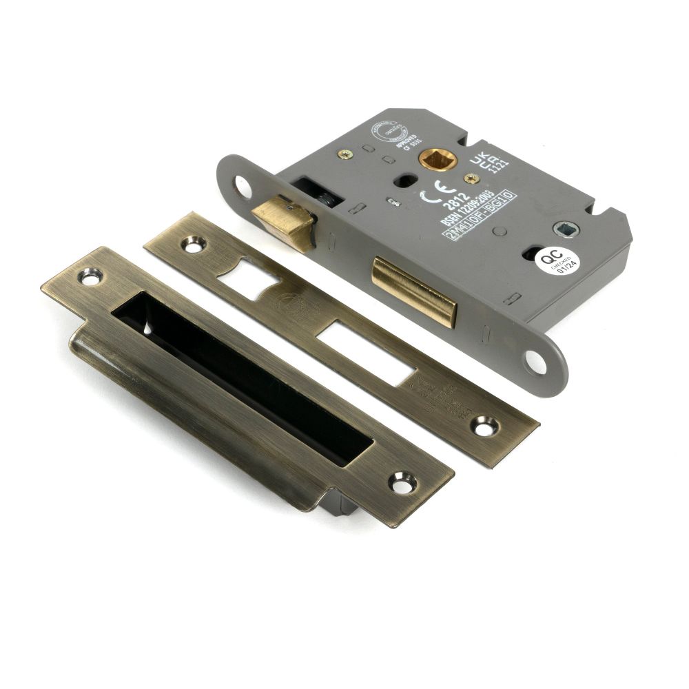 From The Anvil - Aged Brass 3" Heavy Duty Bathroom Mortice Lock | Sku. 51791 | Trade Door Handles.