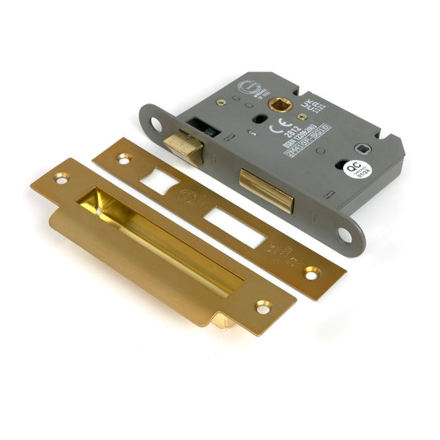 From The Anvil - Satin Brass 3" Heavy Duty Bathroom Mortice Lock | Sku. 51792 | Trade Door Handles.