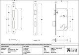 From The Anvil - Pewter Euro Din Sash Lock - 60mm Backset/72mm Centre