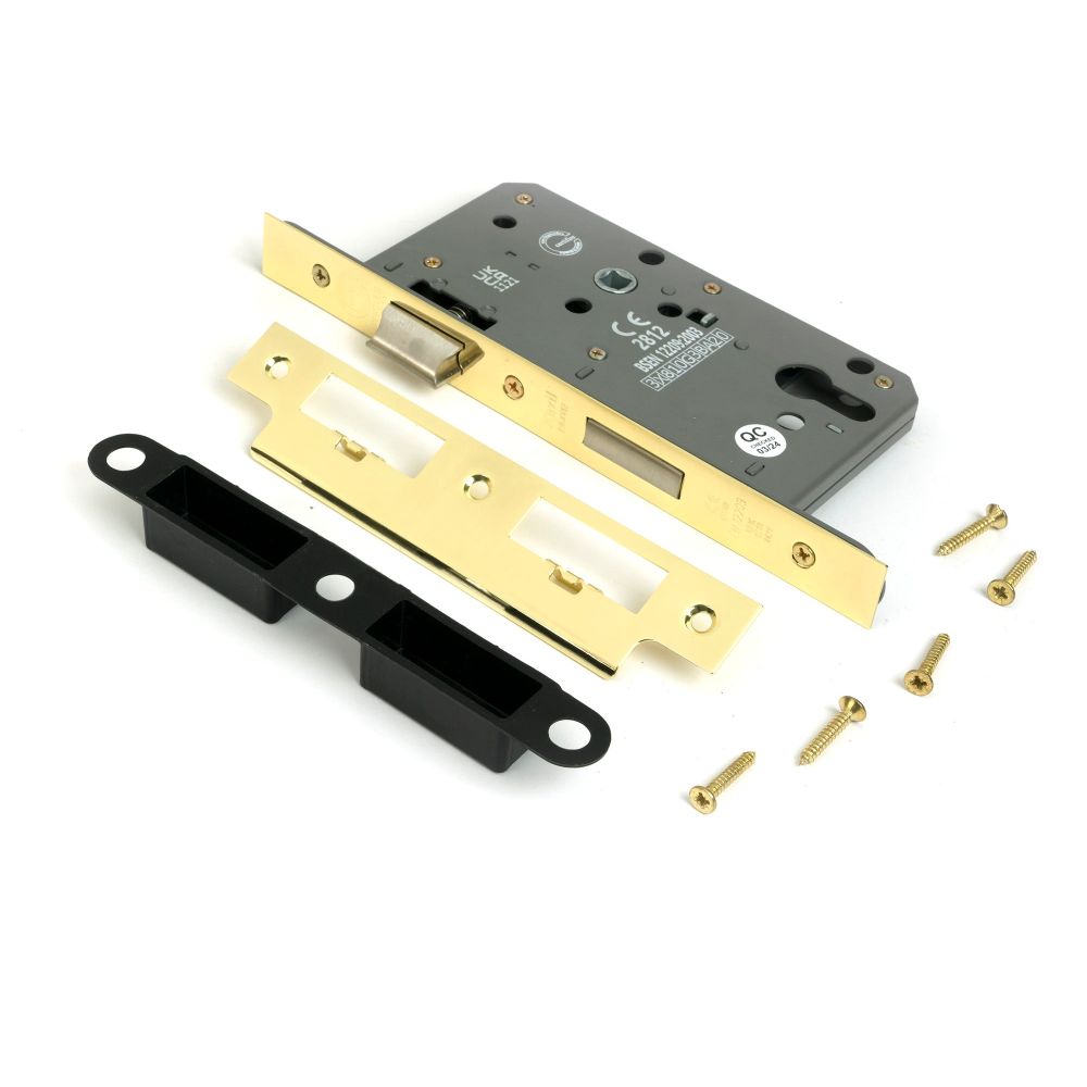 From The Anvil - Polished Brass Euro Din Sash Lock - 60mm Backset/72mm Centre | Sku. 51800 | Trade Door Handles.