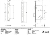 From The Anvil - Polished Brass Euro Din Sash Lock - 60mm Backset/72mm Centre