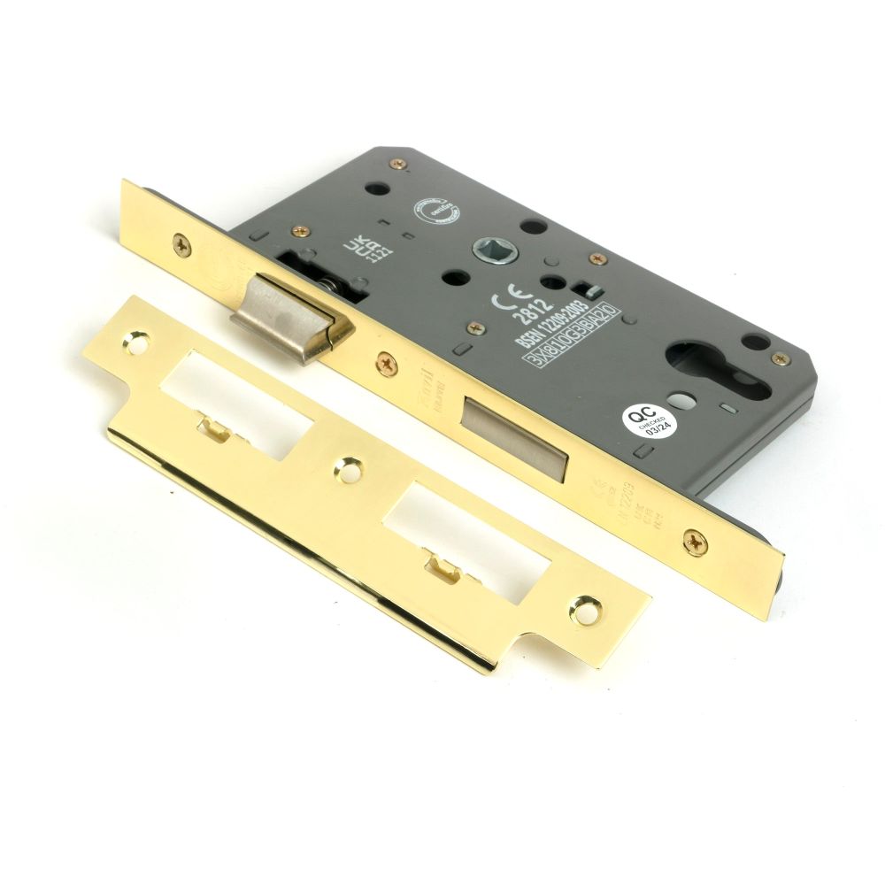 From The Anvil - Polished Brass Euro Din Sash Lock - 60mm Backset/72mm Centre | Sku. 51800 | Trade Door Handles.