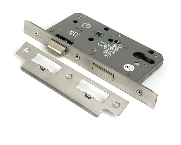 This is an image of From The Anvil - Satin Chrome Euro Din Sash Lock - 60mm Backset/72mm Centre available to order from Trade Door Handles in Kendal.