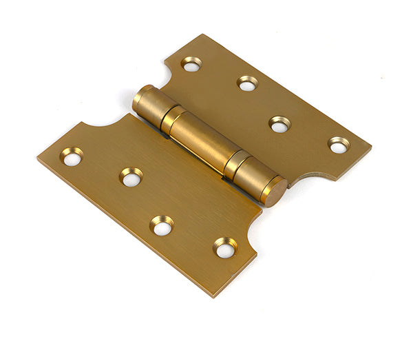 This is an image of From The Anvil - Satin Brass 4" x 2" x 4" Parliament Hinge (pair) ss available to order from Trade Door Handles in Kendal.