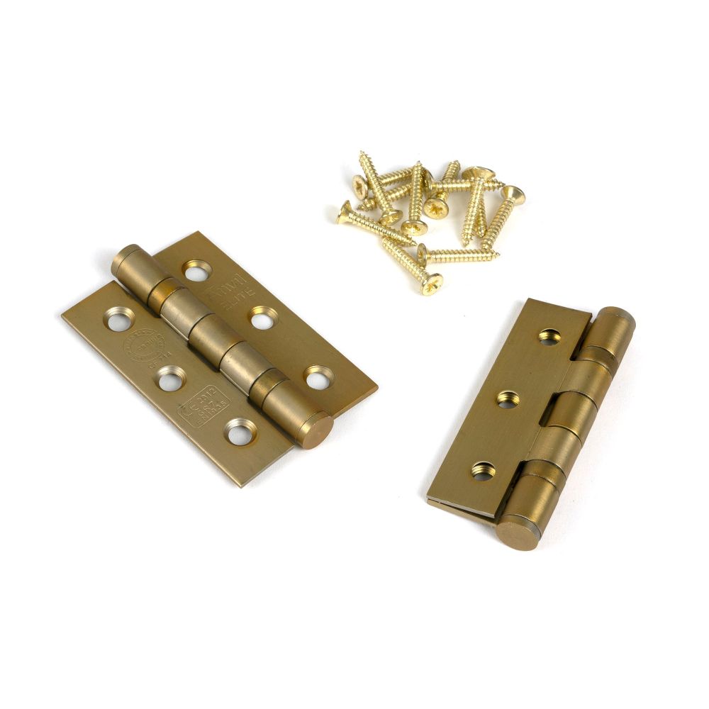 From The Anvil - Satin Brass 3" Ball Bearing Butt Hinge (Pair) ss | Sku. 51821 | Trade Door Handles.