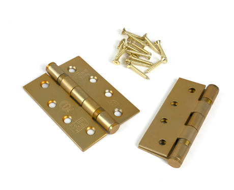 From The Anvil - Satin Brass 4" Ball Bearing Butt Hinge (Pair) ss | Sku. 51822 | Trade Door Handles.