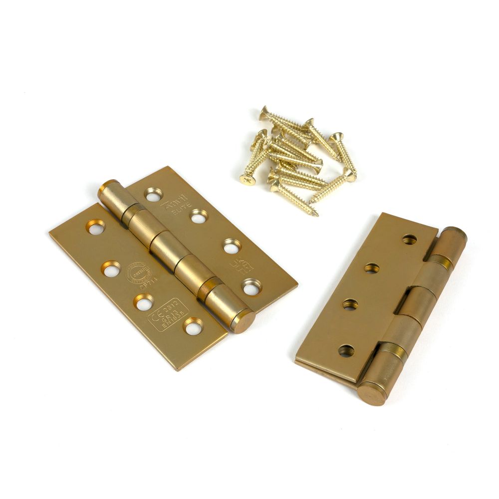From The Anvil - Satin Brass 4" Ball Bearing Butt Hinge (Pair) ss | Sku. 51822 | Trade Door Handles.