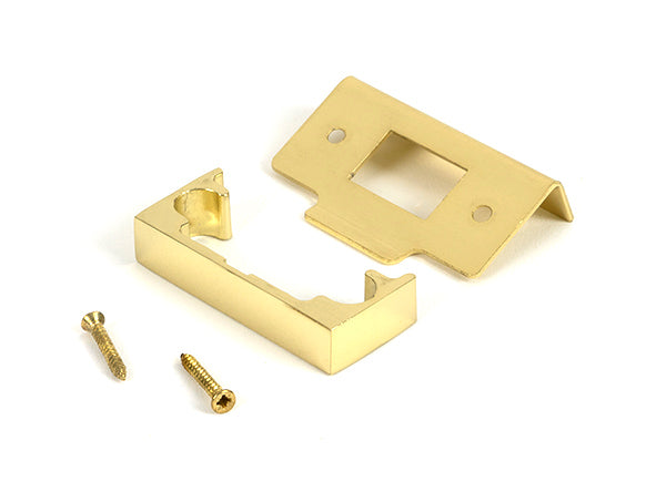 High quality image of From The Anvil - Polished Brass Rebate Kit for Tubular Mortice Latch | Sku. 51824 available to order from Trade Door Handles in Kendal.