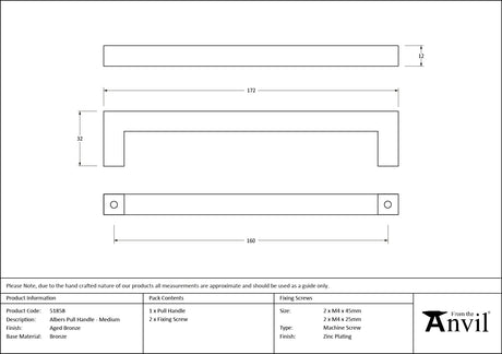 From The Anvil - Aged Bronze Albers Pull Handle - Medium | Sku. 51858 | Trade Door Handles.