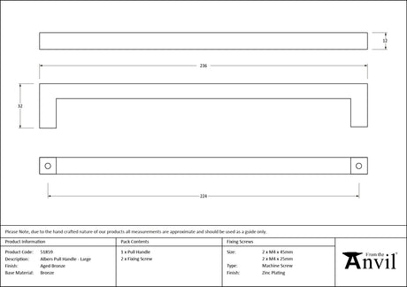From The Anvil - Aged Bronze Albers Pull Handle - Large | Sku. 51859 | Trade Door Handles.