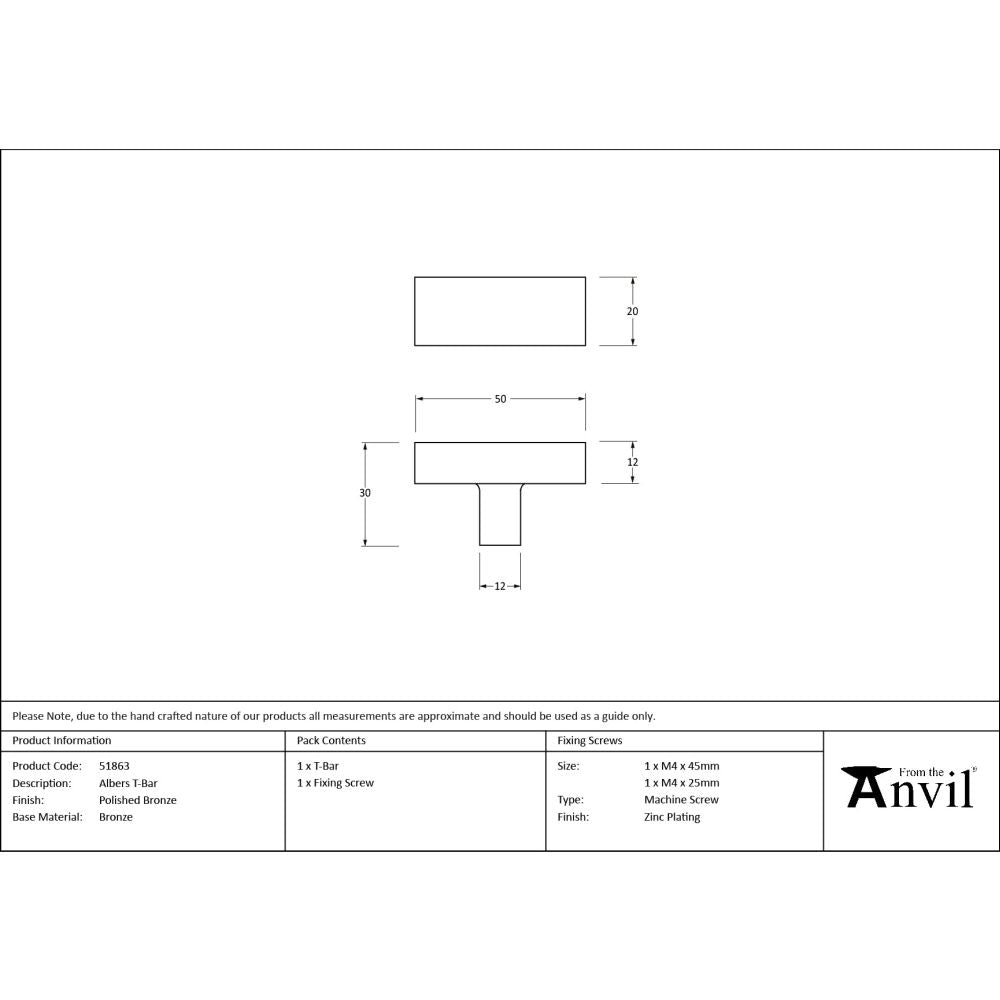 From The Anvil - Polished Bronze Albers T-Bar | Sku. 51863 | Trade Door Handles.