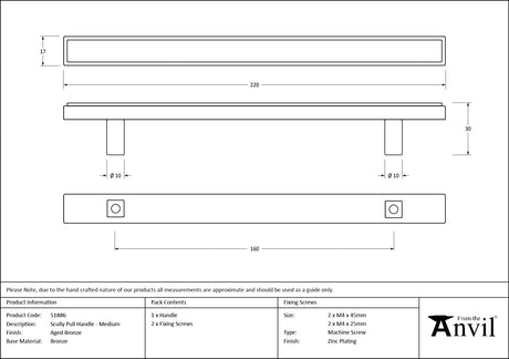 From The Anvil - Aged Bronze Scully Pull Handle - Medium | Sku. 51886 | Trade Door Handles.