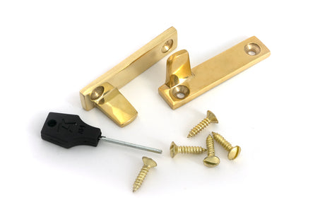 From The Anvil - Polished Brass Night-Vent Locking Art Deco Fastener | Sku. 51925 | Trade Door Handles.