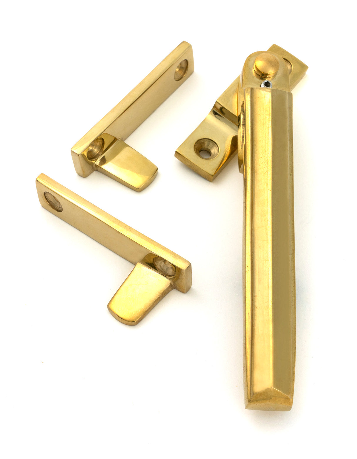 From The Anvil - Polished Brass Night-Vent Locking Art Deco Fastener | Sku. 51925 | Trade Door Handles.