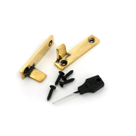 From The Anvil - Aged Brass Night-Vent Locking Art Deco Fastener | Sku. 51926 | Trade Door Handles.