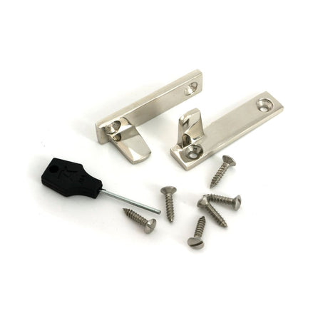 From The Anvil - Polished Nickel Night-Vent Locking Art Deco Fastener | Sku. 51927 | Trade Door Handles.