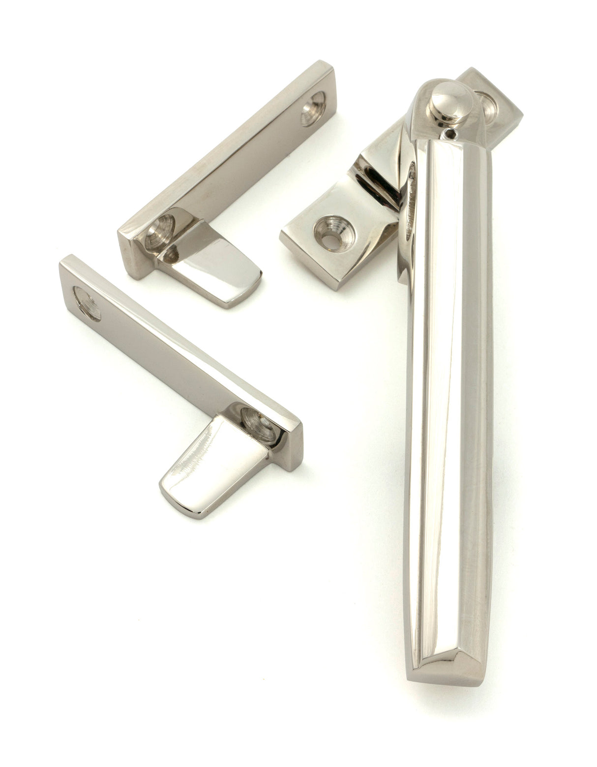 From The Anvil - Polished Nickel Night-Vent Locking Art Deco Fastener | Sku. 51927 | Trade Door Handles.