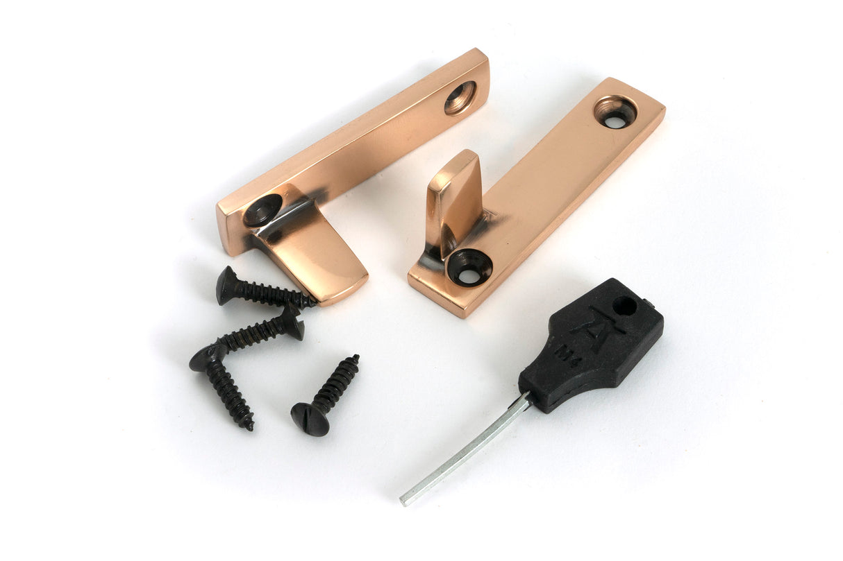 From The Anvil - Polished Bronze Night-Vent Locking Art Deco Fastener | Sku. 51930 | Trade Door Handles.