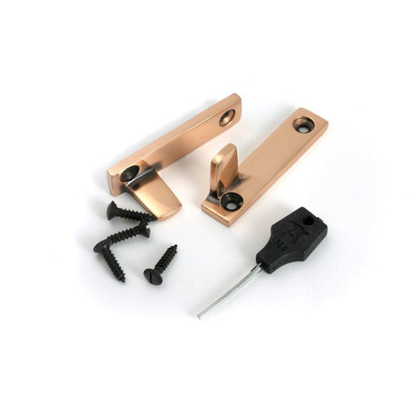 From The Anvil - Polished Bronze Night-Vent Locking Art Deco Fastener | Sku. 51930 | Trade Door Handles.