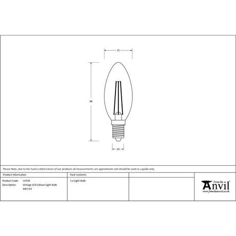From The Anvil - Vintage LED Edison Light Bulb - 4W E14 | Sku. 51939 | Trade Door Handles.