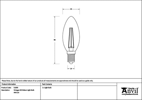 This is an image showing From The Anvil - Vintage LED Edison Light Bulb - 4W E14 available from trade door handles, quick delivery and discounted prices