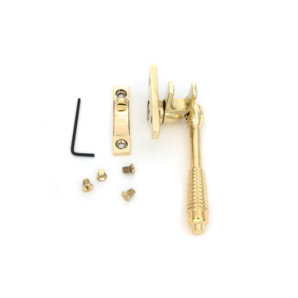 From The Anvil - Polished Brass Night-Vent Locking Reeded Fastener (Steel Window) | Sku. 51996 | Trade Door Handles.